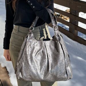 Coach Vintage Gunmetal Metallic Leather Handbag